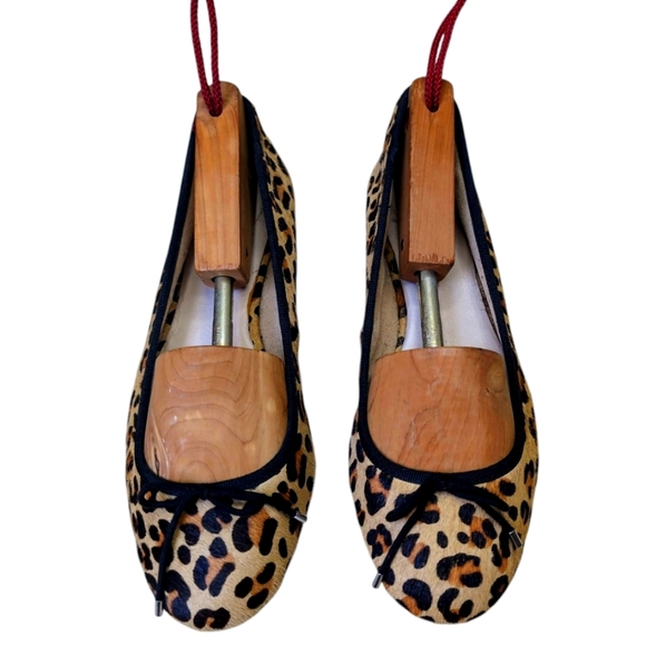 LANDS' END Ballet Flats Leopard Print Calf Hair Classic Slip On Shoe Women's 8 - Picture 5 of 8